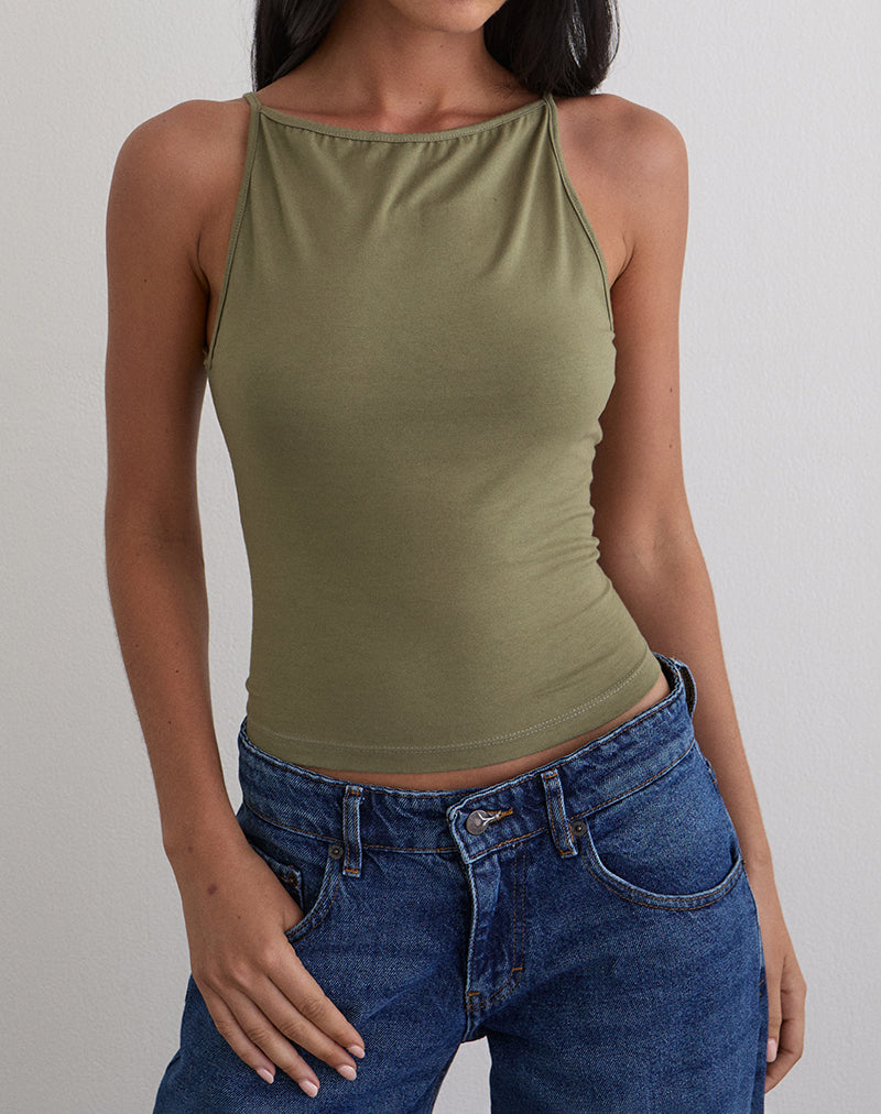 Afbeelding van Dudley Vest Top in Jersey Khaki