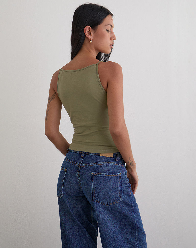 Afbeelding van Dudley Vest Top in Jersey Khaki