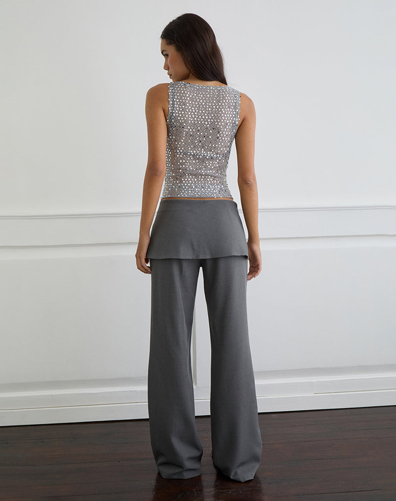 Afbeelding van Dudley Vest Top in Pailletten Gebreid Donker Zilver