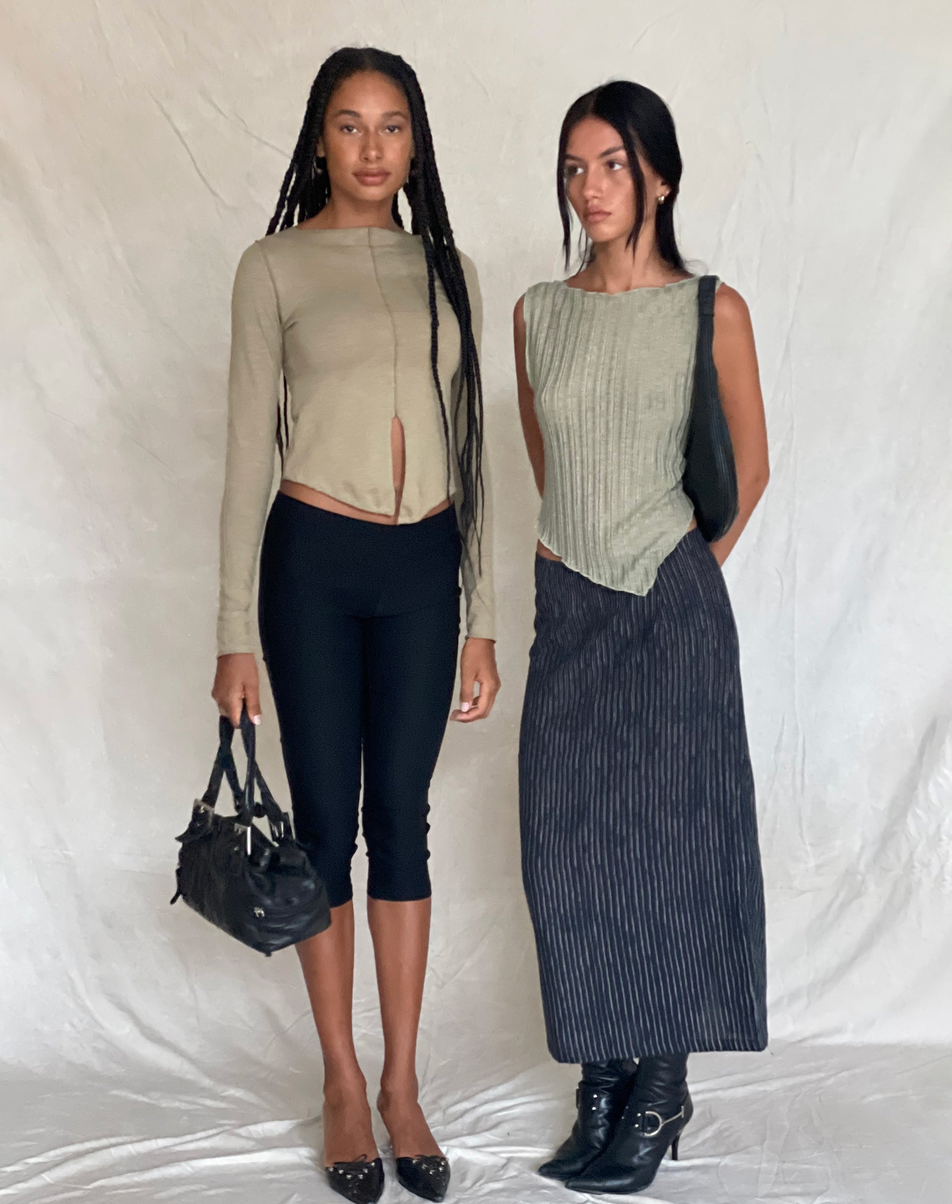 Afbeelding van MOTEL X JACQUIE Duende Midi rok in schetsmatige streep Zwart