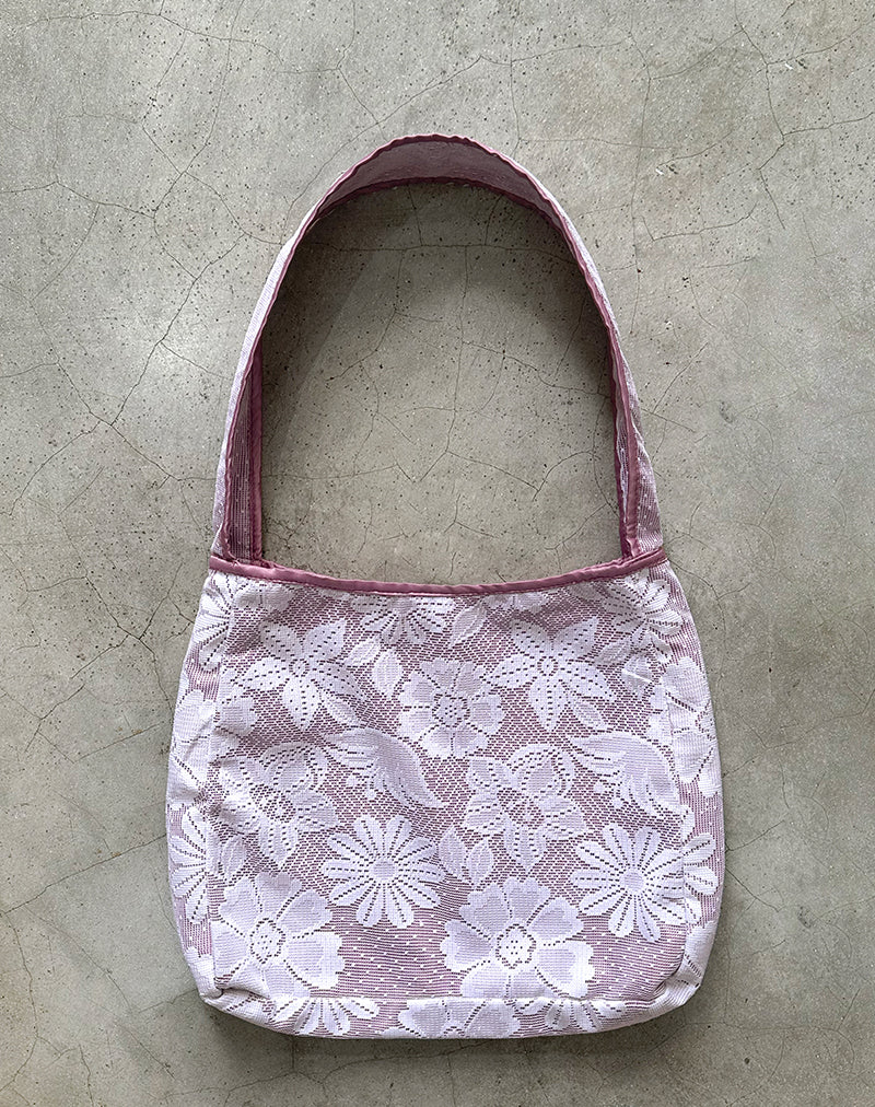Dune Tas in Wit met Kant-Roze Binding