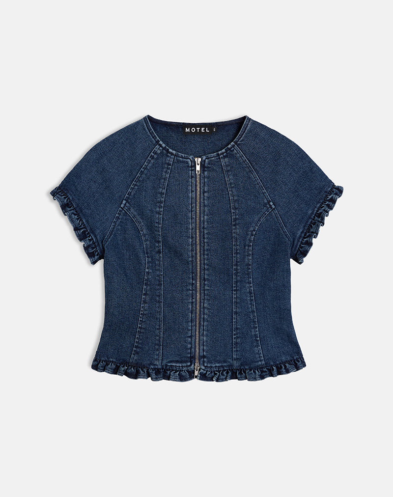 Dunya Top in Chambray Vintage Blauw