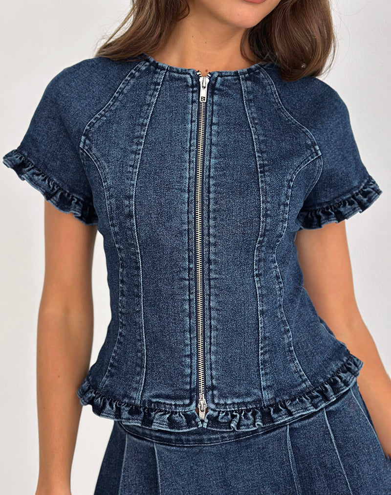 Afbeelding van Dunya Top in Chambray Vintage Blauw