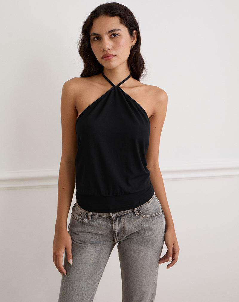 Afbeelding van Dyilla Arrow Neck Top in Zwart