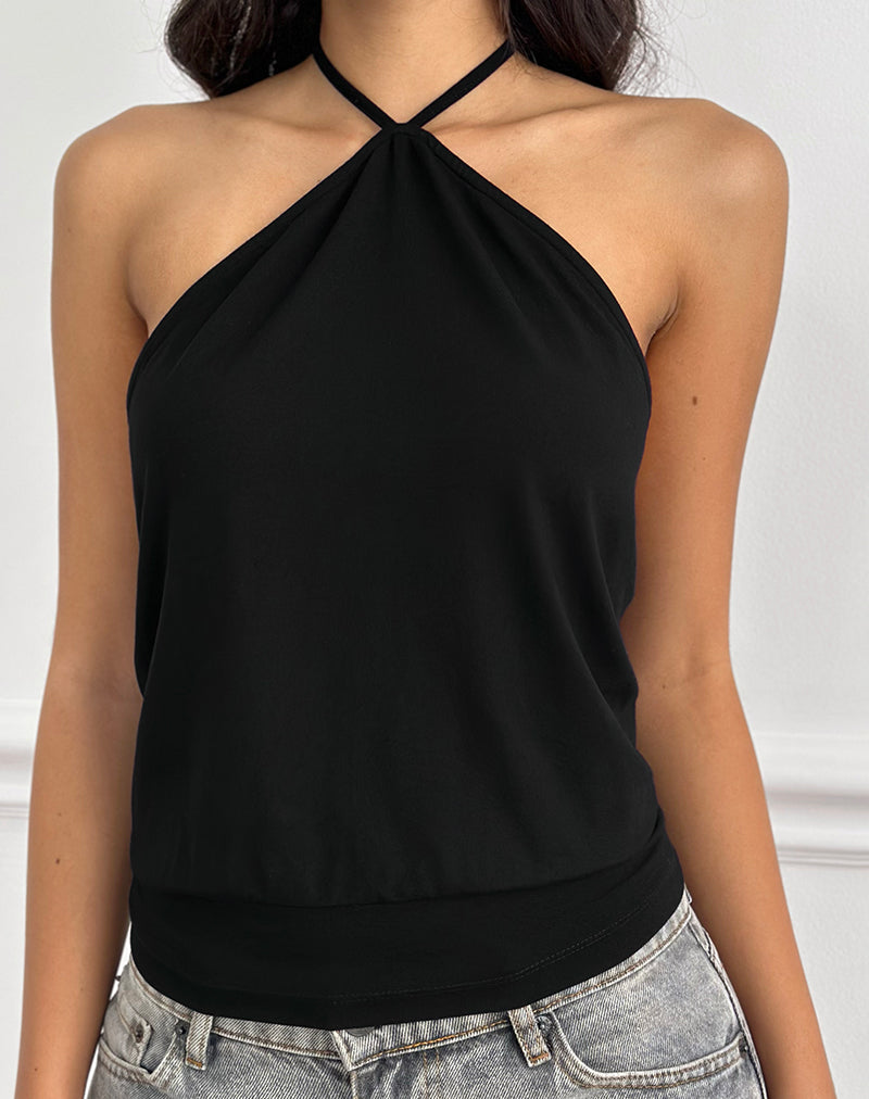 Afbeelding van Dyilla Arrow Neck Top in Zwart