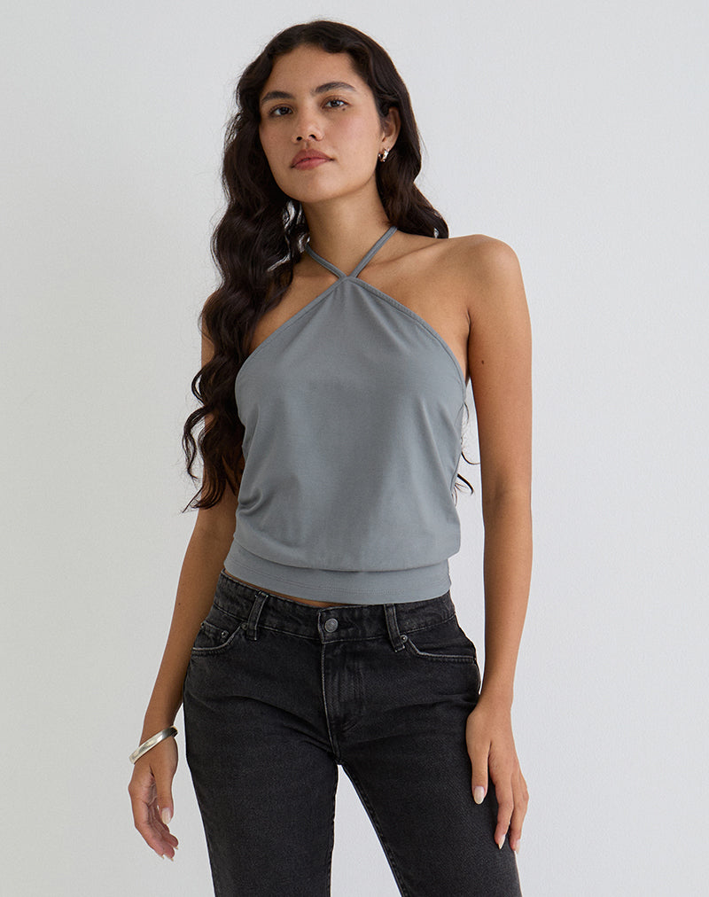 Afbeelding van Dyilla Arrow Neck Top in Grijs