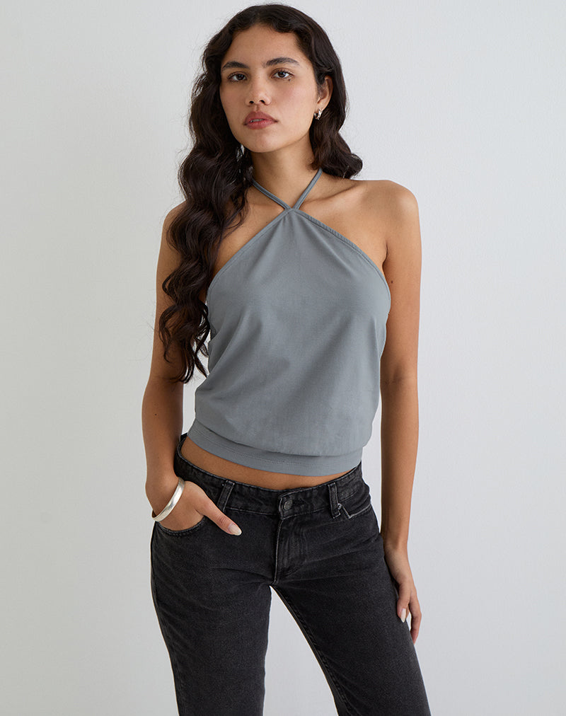 Dyilla Arrow Hals Top in Grijs