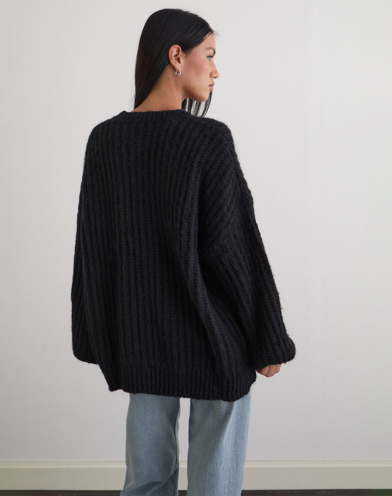 Afbeelding van Daren gebreide oversized trui in zwart