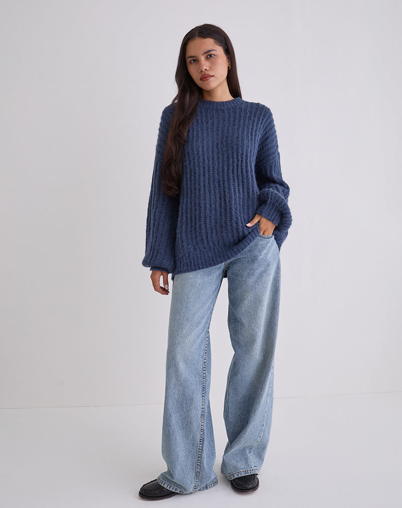 Afbeelding van Daren Oversized Gebreide Trui in Navy