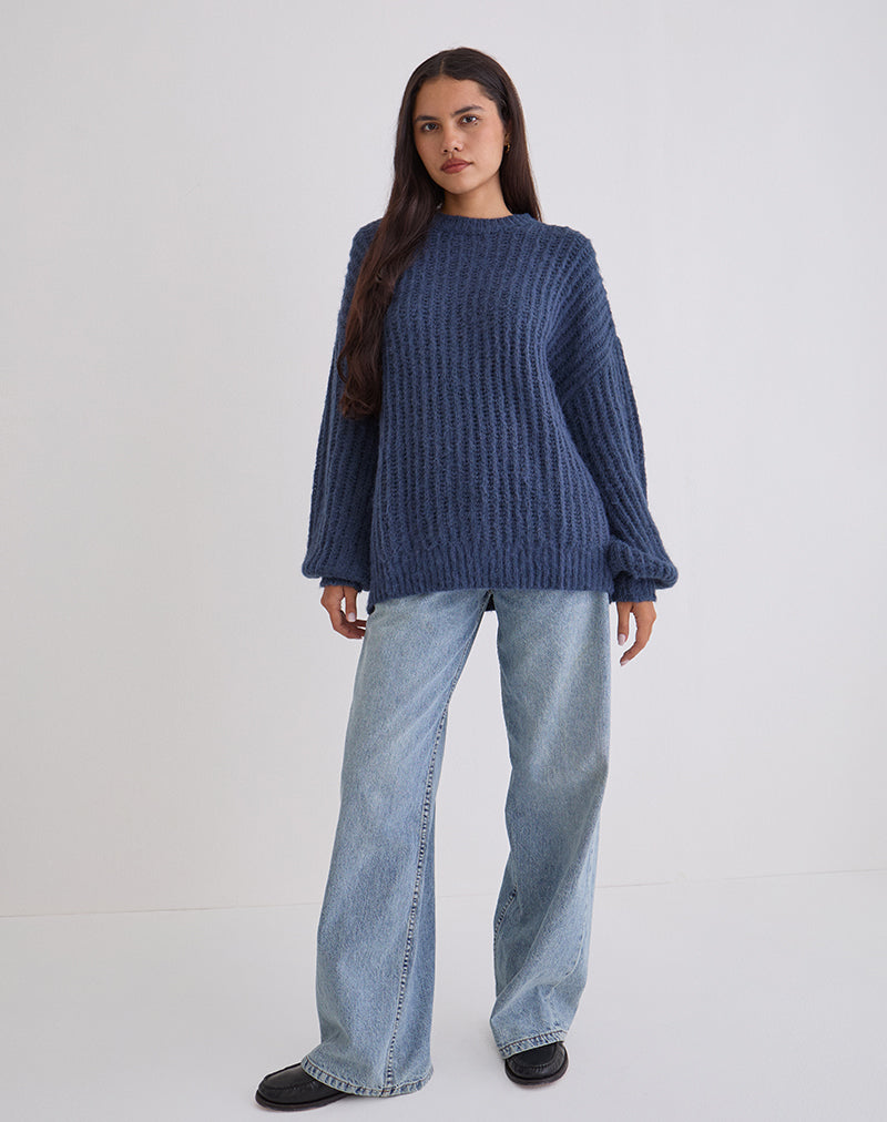 Daren Oversized Gebreide Trui in Navy