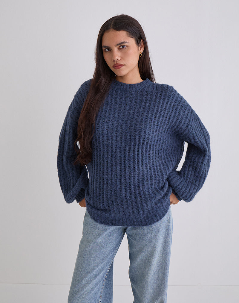 Afbeelding van Daren Oversized Gebreide Trui in Navy