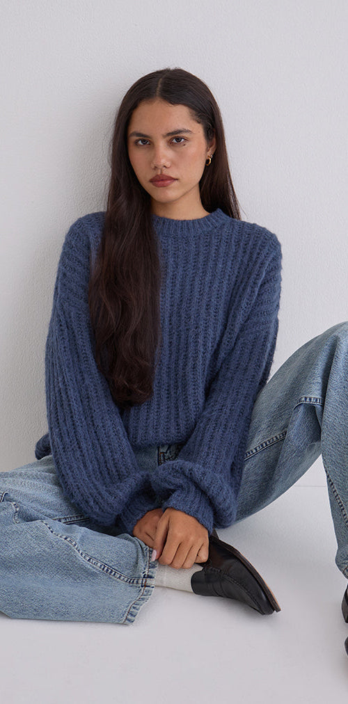 Afbeelding van Daren Oversized Gebreide Trui in Navy