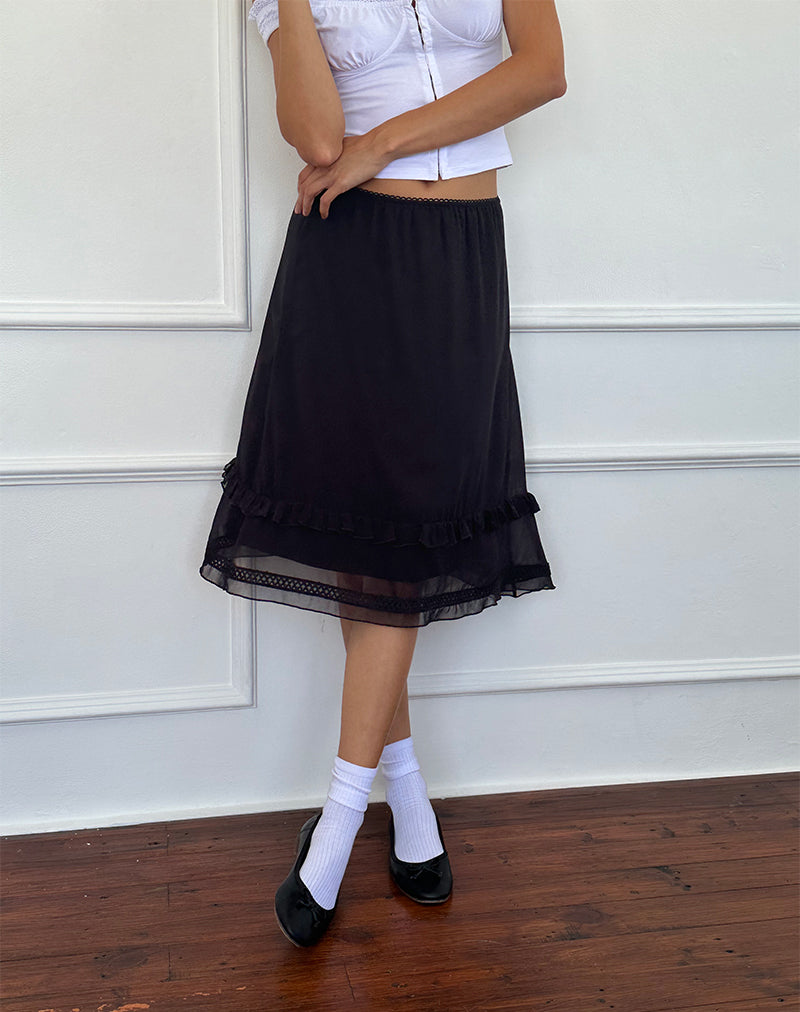 Afbeelding van Lenuta Chiffon Midi rok in zwart
