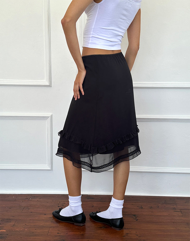 Afbeelding van Lenuta Chiffon Midi rok in zwart