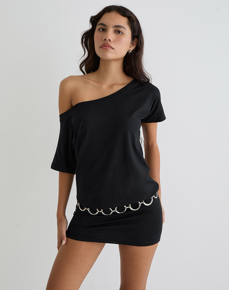 Afbeelding van Edwina Off The Shoulder Mini Dress in Zwart