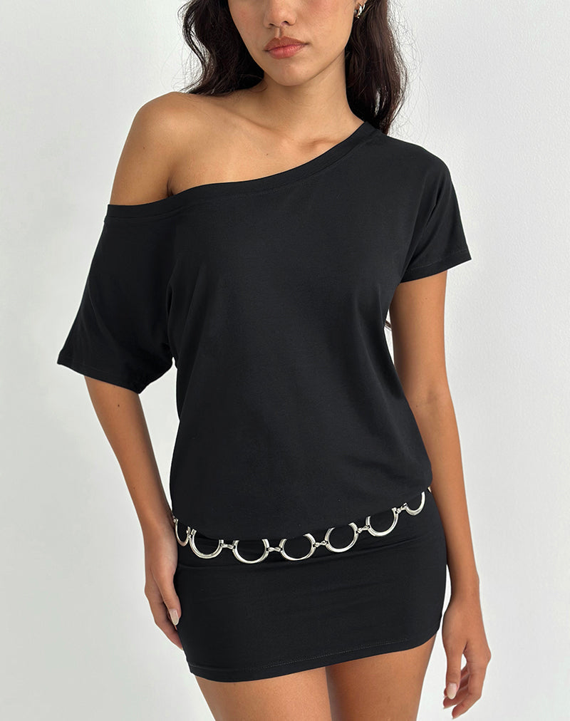 Afbeelding van Edwina Off The Shoulder Mini Dress in Zwart