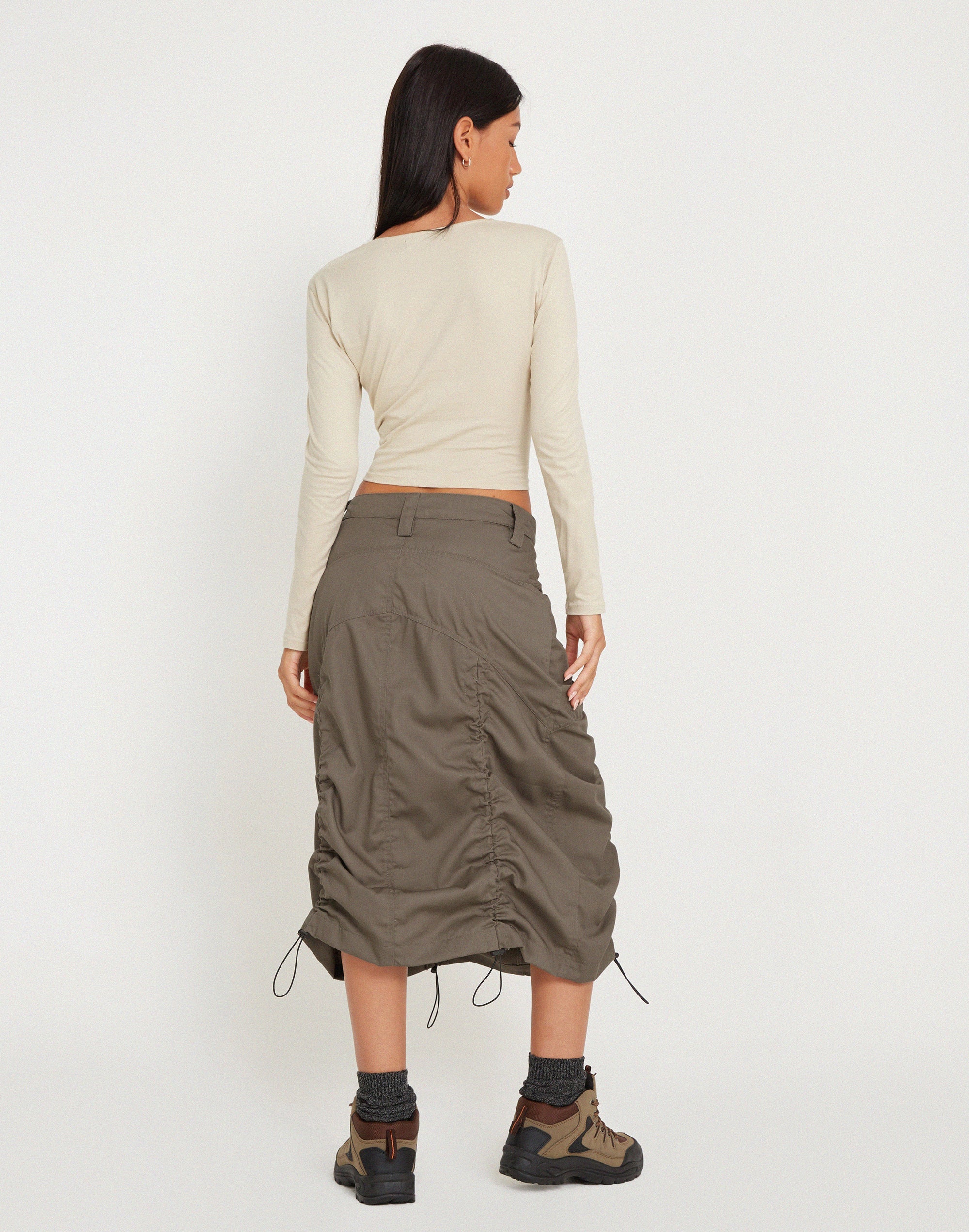 Afbeelding van Eisig Cargo Midi Rok in Fossil