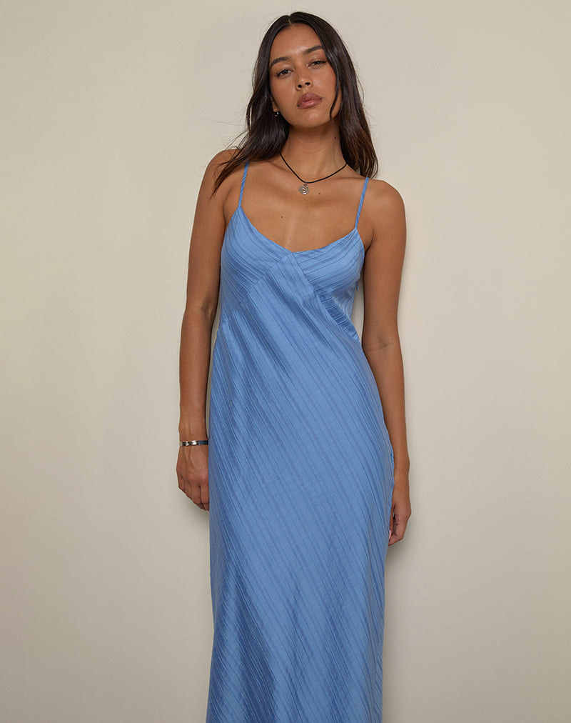Image van Elayna Midi jurk in chiffon streep blauw