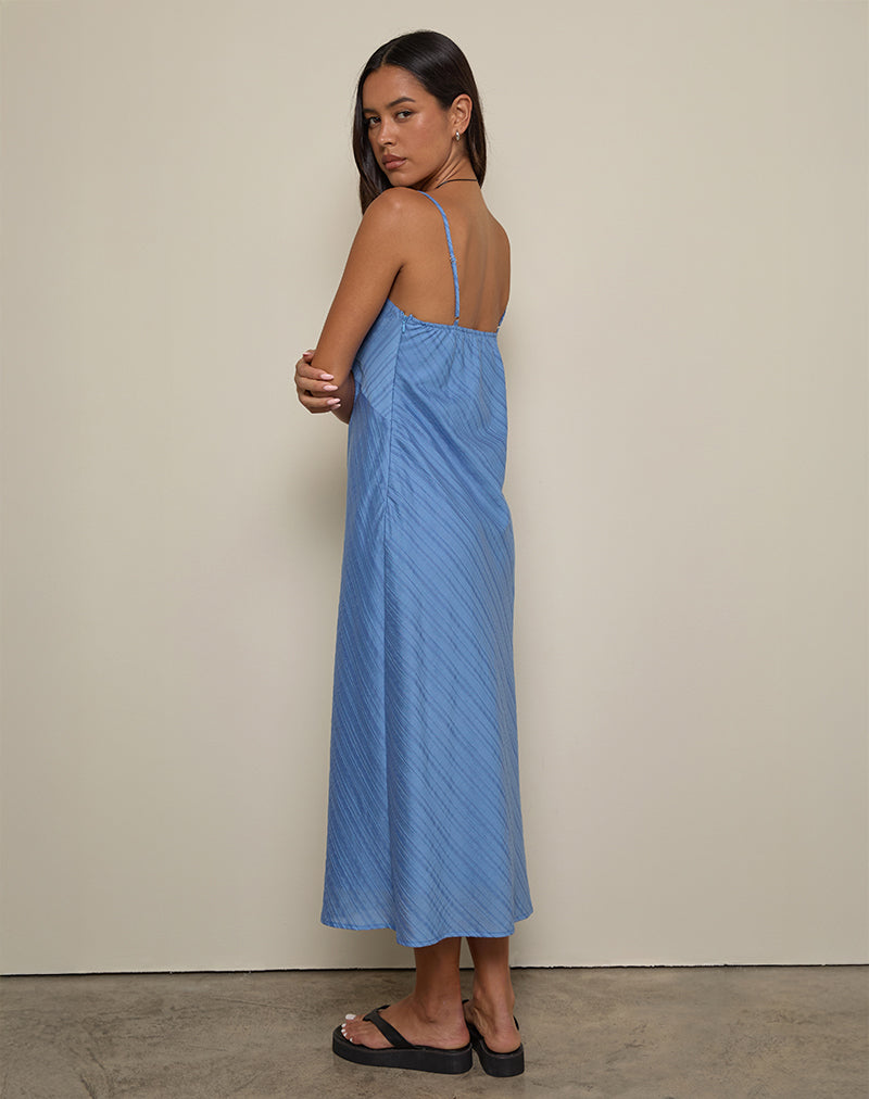 Image van Elayna Midi jurk in chiffon streep blauw