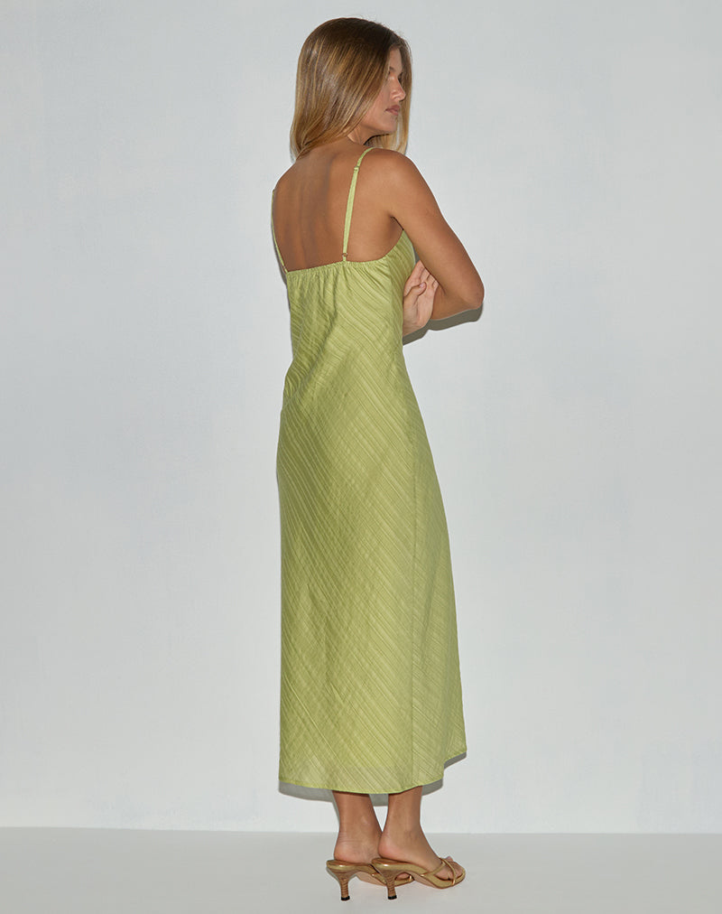 Image of Elayna Midi Dress in Chiffon Stripe Groen
