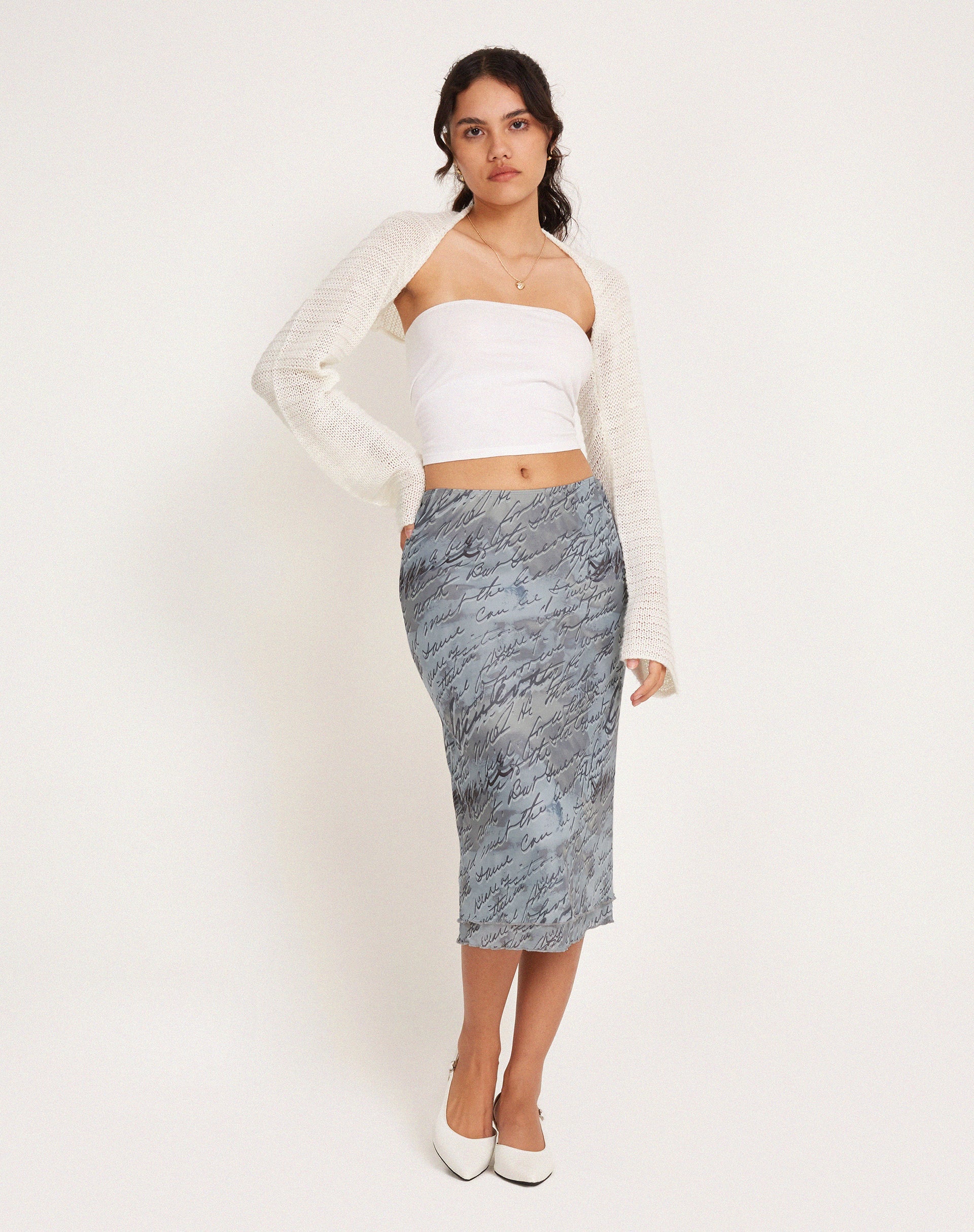 Afbeelding van Eldonia Midi rok in Mesh Fluid Digi Print