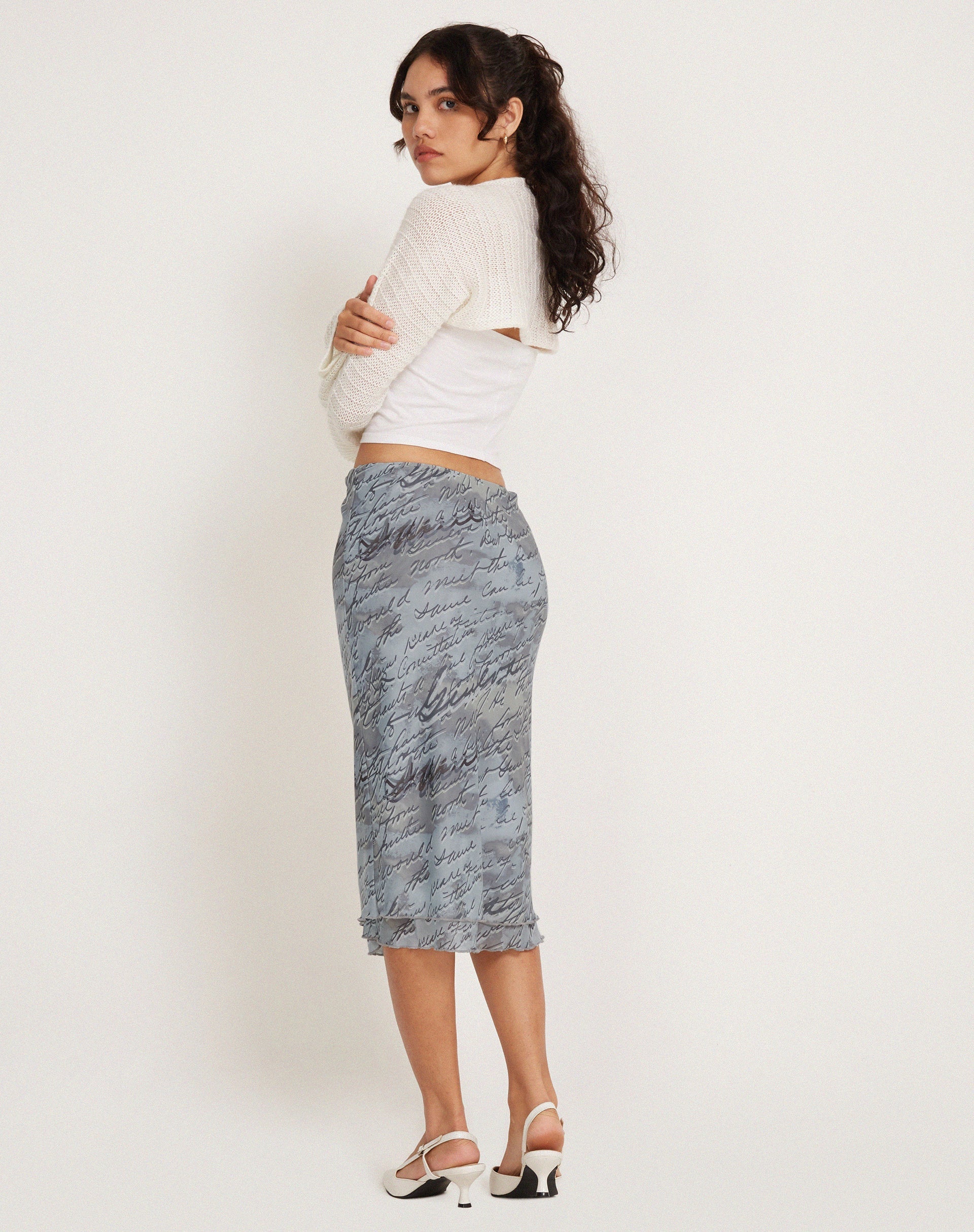 Afbeelding van Eldonia Midi rok in Mesh Fluid Digi Print