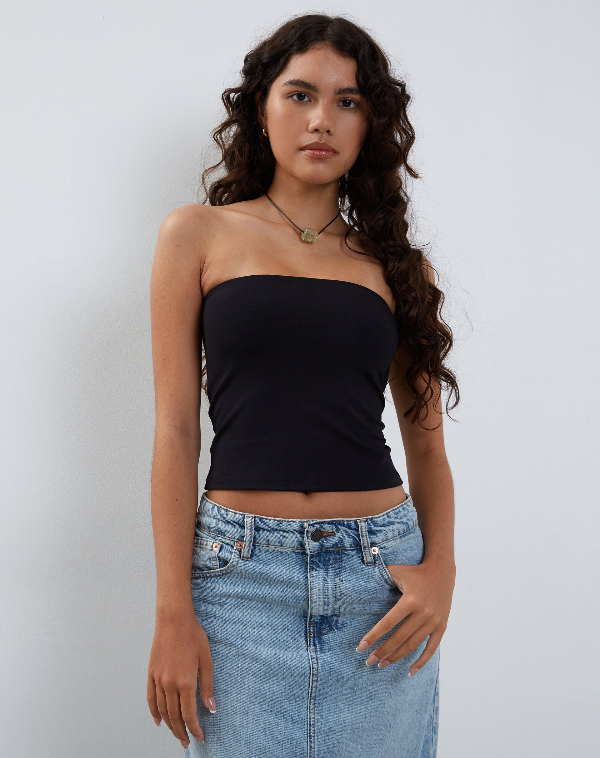 Afbeelding van Elia Zware Lycra Bandeau Top in Lycra Zwart
