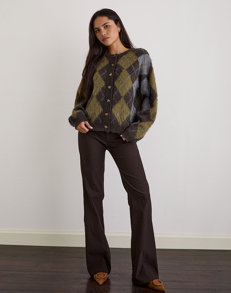 Eliana vest in gebreide Argyle bruin