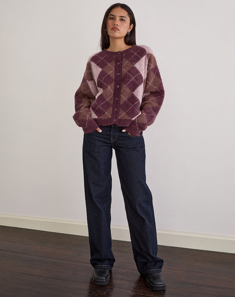 Image of Eliana Cardigan in Knit Argyle Pink