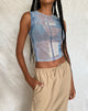 Afbeelding van MOTEL X JACQUIE Elisha Top in Mesh Abstract Paint Brush Blue
