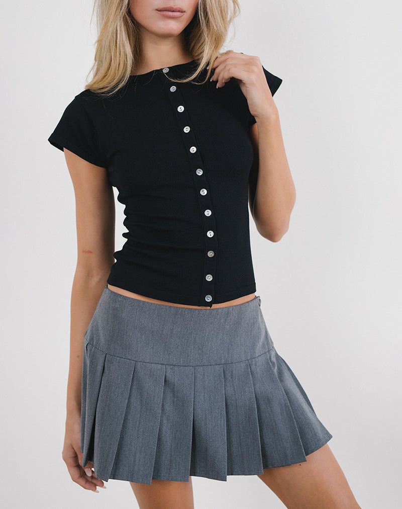 Elmira Top in Platbreisel Zwart