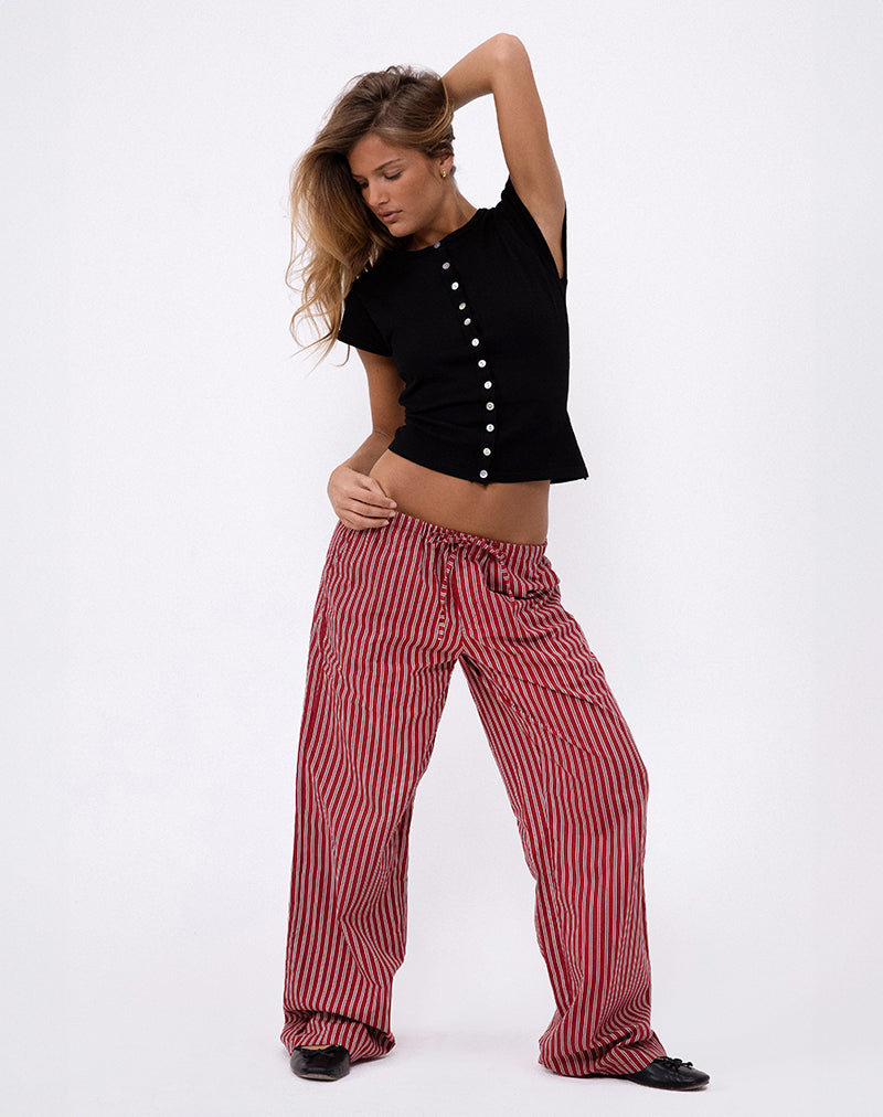 Lirura Vrijetijdspantalon in Maroon Stripe