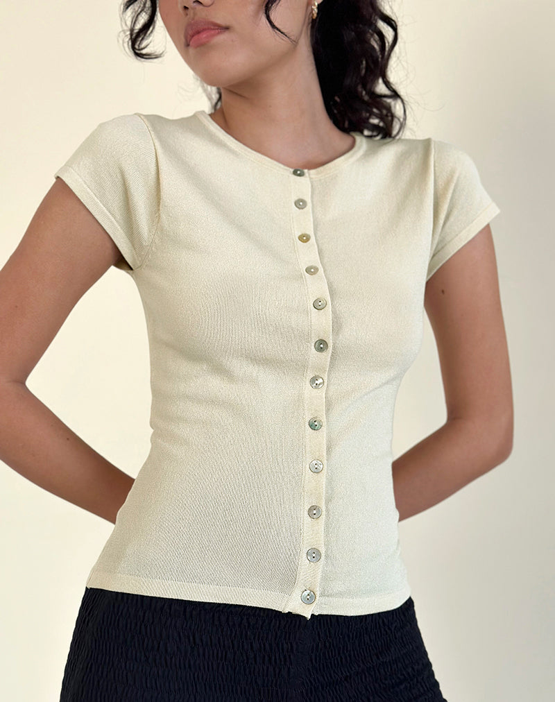 Elmira Top in plat breisel crème
