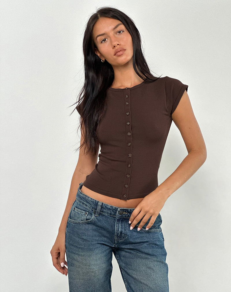 Afbeelding van Elmira Top in Knit Bitter Chocolate