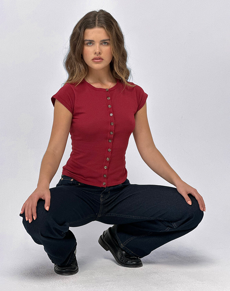 Elmira Top in gebreid bordeauxrood
