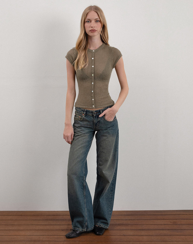Afbeelding van Elmira Top in Sheer Knit Khaki