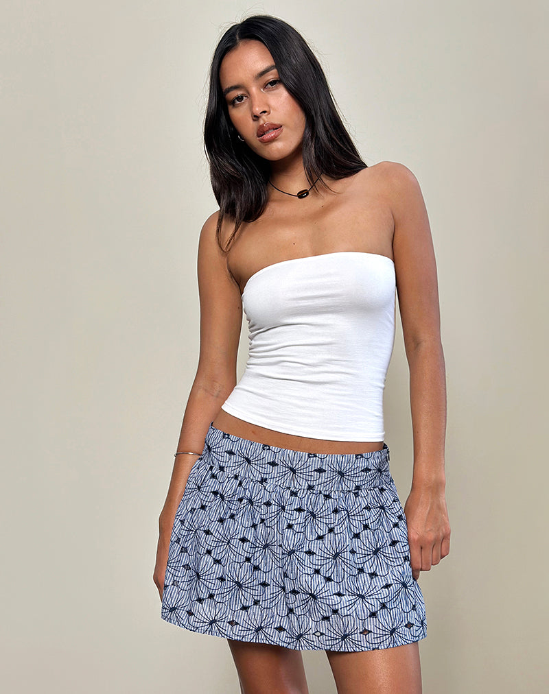Afbeelding van Elvira minirok in blauw gestreepte bloemen