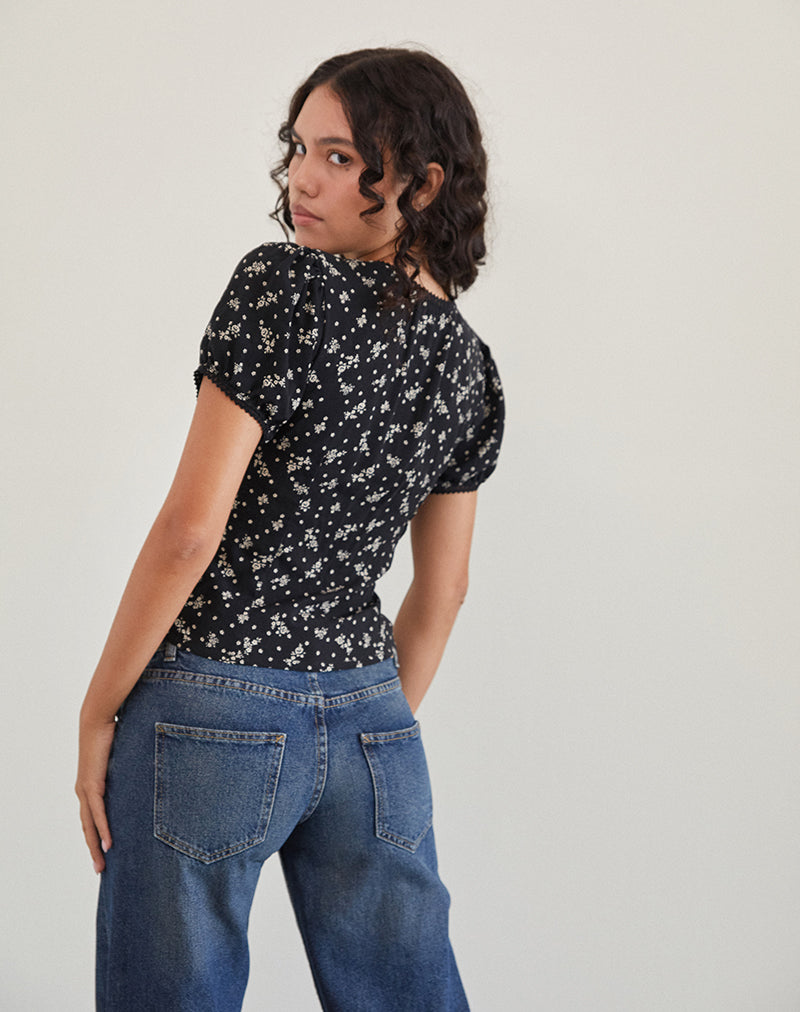 Afbeelding van Elvita Top in Floral Land Zwart