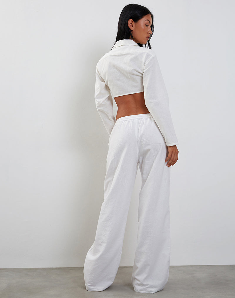 Afbeelding van Elyse Cropped Shirt in Off White