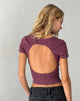Afbeelding van Elyto Geribd T-shirt met open rug in Mauve