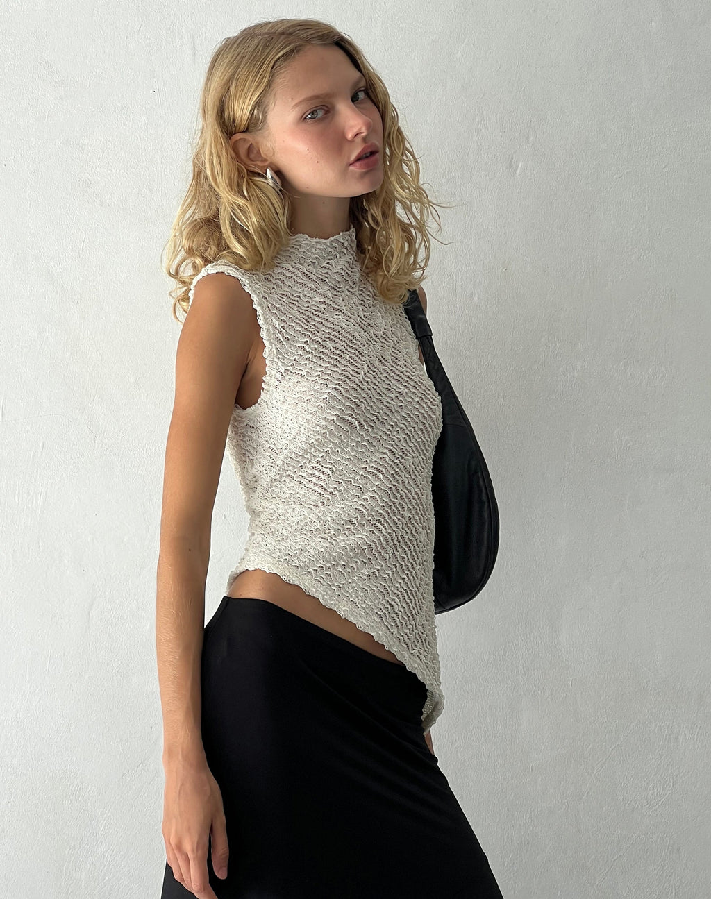 Ember Top zonder mouwen in Textured Ivory