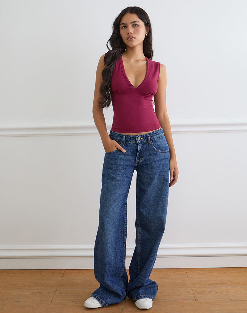 Emberly Plunge Top in bordeauxrood