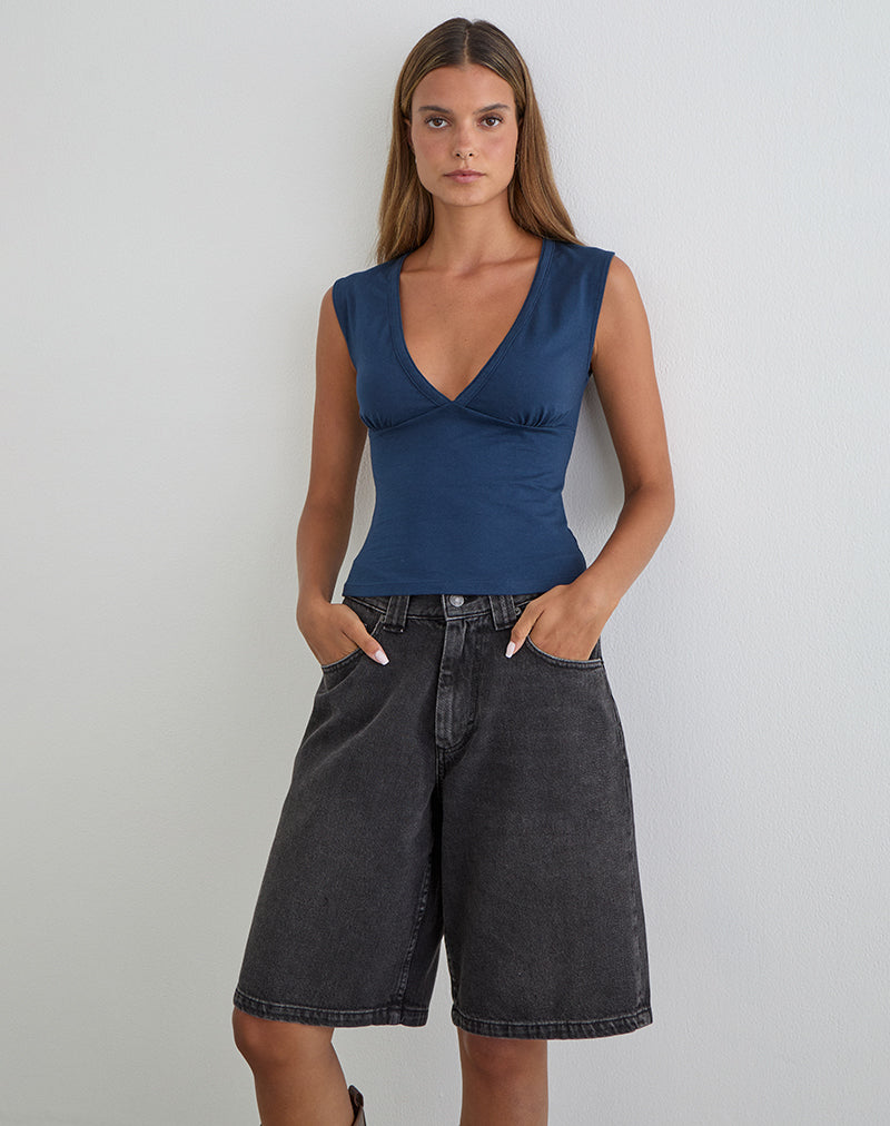 Emberly Plunge Top in marineblauw