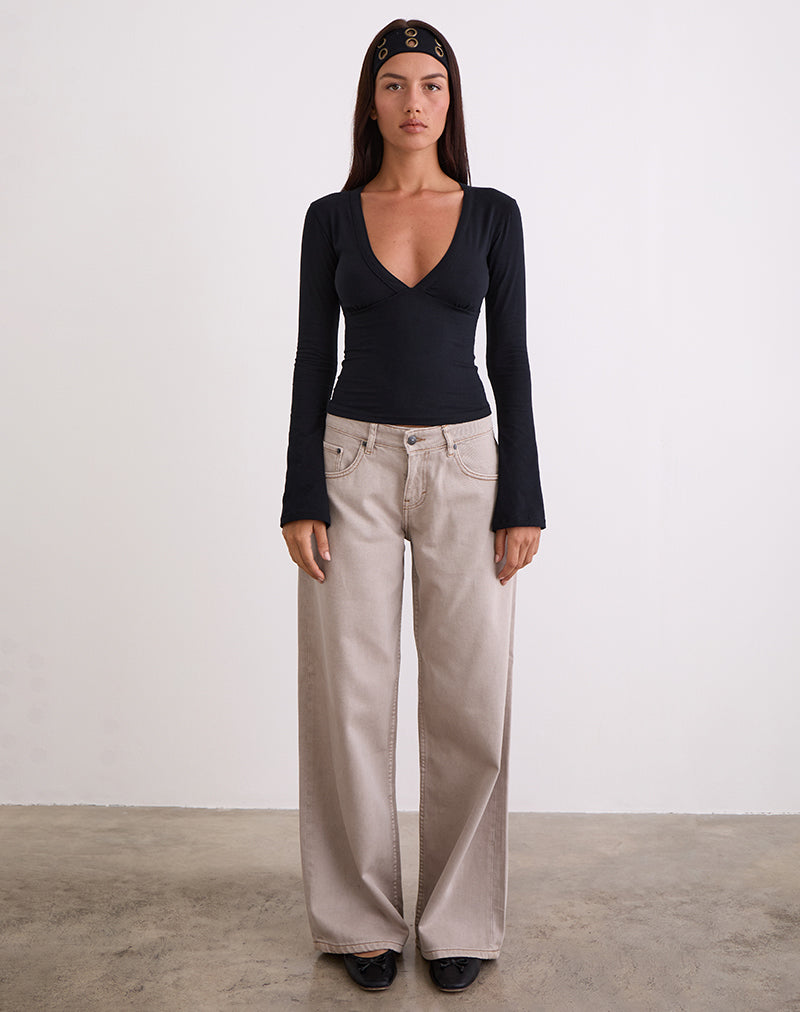 Afbeelding van Low Rise Roomy Jeans in Pebble