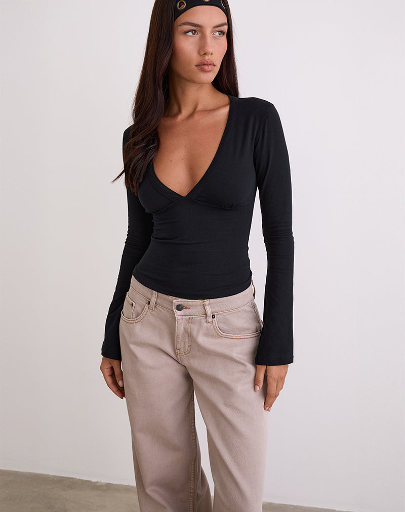 Emesy Lange Mouw Top in Zwart