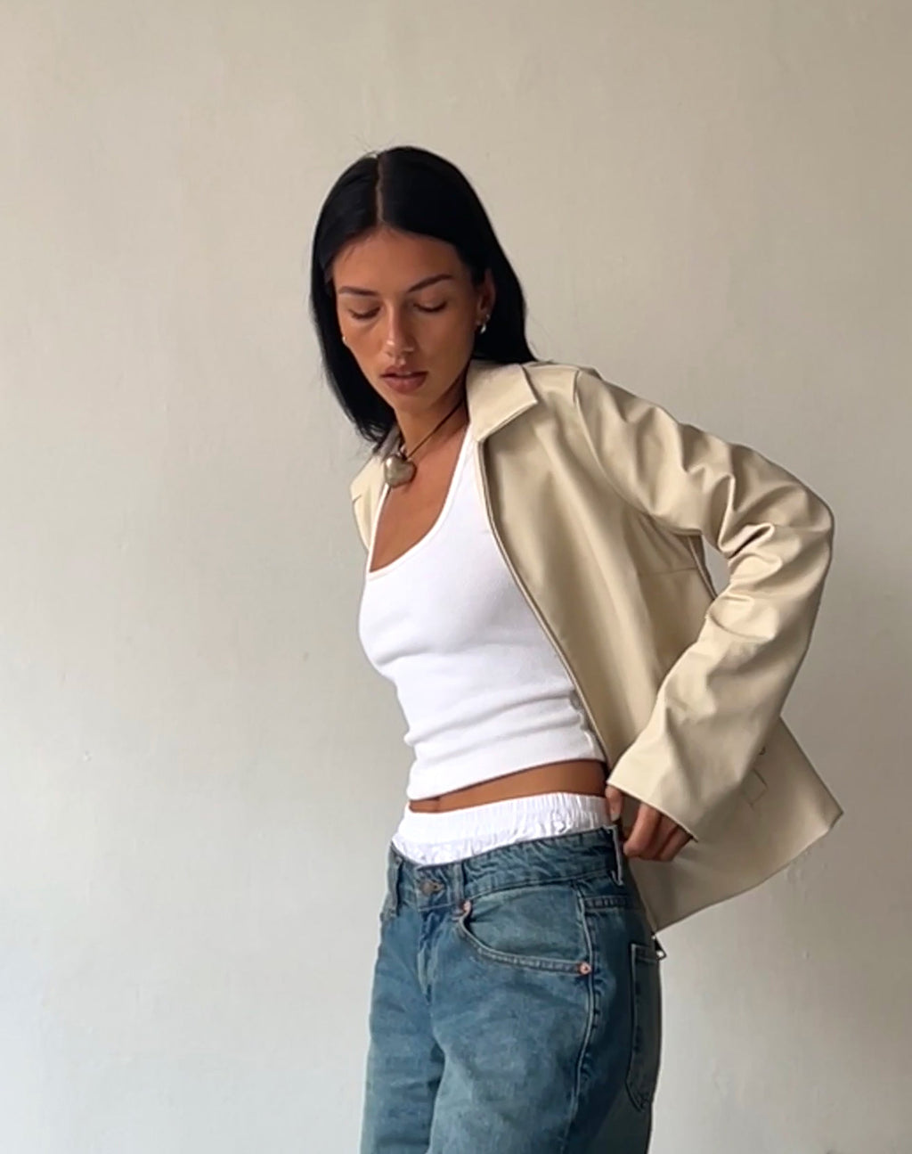 Enid Jacket in PU Ivoor