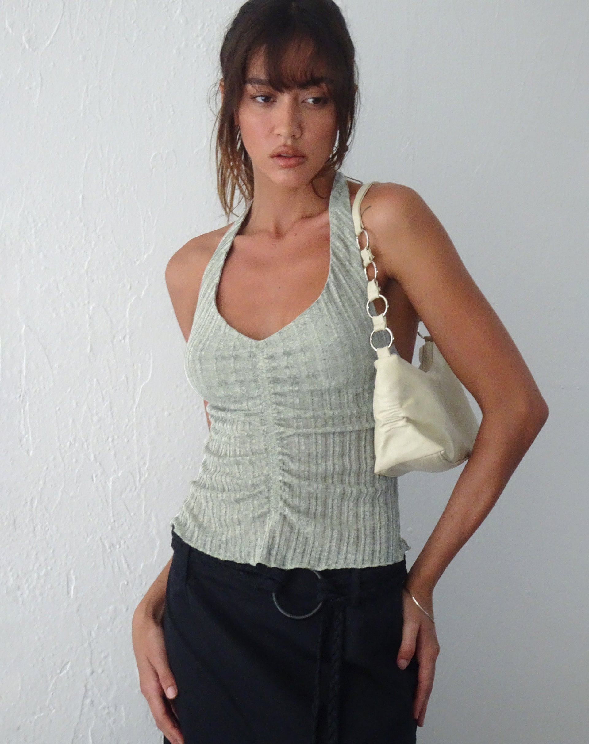 Afbeelding van Enzley Knit Halterneck Top in Sage