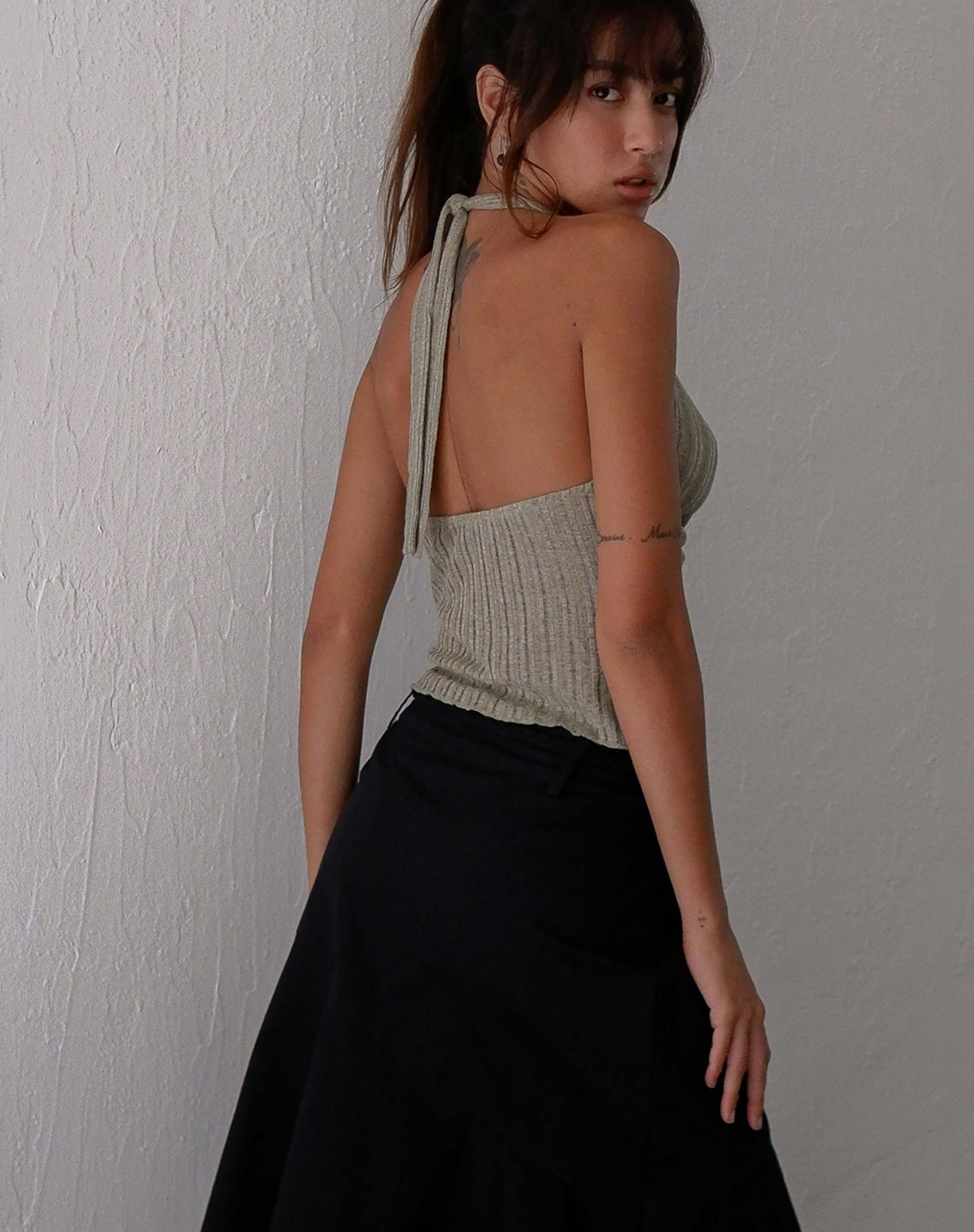 Afbeelding van Enzley Knit Halterneck Top in Sage
