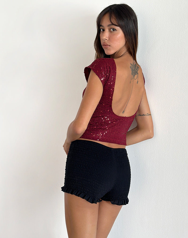 Afbeelding van Erika Laag Rug Top in Gauzy Pailletten Rood