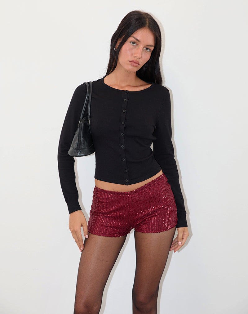 Afbeelding van Erna Short in Drape Mini Pailletten Maroon